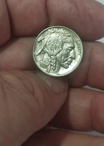 Parlak Kahverengi Vintage Erkek Rozeti Çil 1935 bufolo - Görsel 5