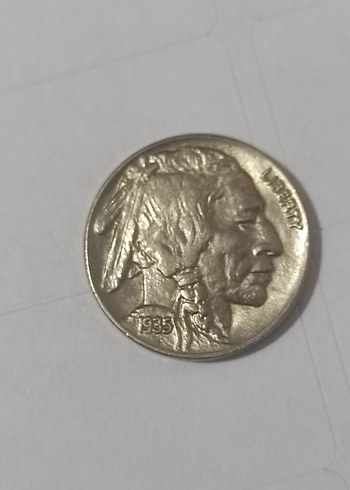 Parlak Kahverengi Vintage Erkek Rozeti Çil 1935 bufolo - Görsel 3