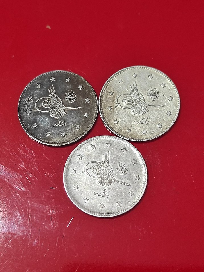 Erkek Vintage Gri Rozet 3 adet gümüş 2 kurus - Görsel 3