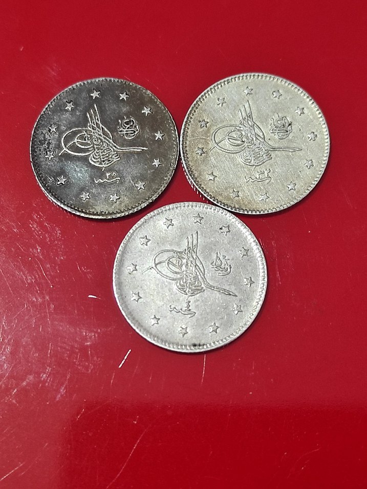 Erkek Vintage Gri Rozet 3 adet gümüş 2 kurus - Görsel 5