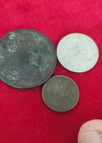 Gri Vintage Erkek Rozet Seti 3 adet Osmanlı madeni para - Görsel 4