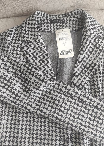 Düğmeli Gri Midi Kadın Blazer Ceket Bayan yeni - Görsel 5