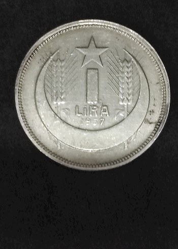 1957 Turkiye 1 Lira Gumus Parasi