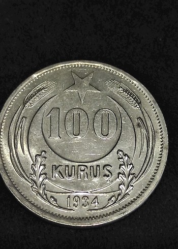 1934 Turkiye 100 Kurus Gumus Parasi
