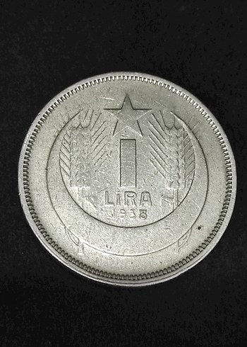 1938 Turkiye 1 Lira Gumus Parasi Cil Alti 1188 Gram