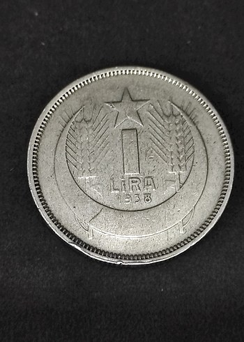 1938 Turkiye 1 Lira Gumus Parasi 11 98 Gram