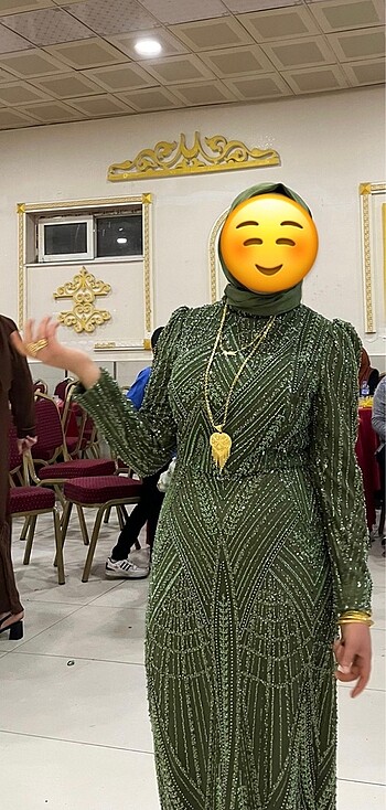 Tesettür yeşil abiye