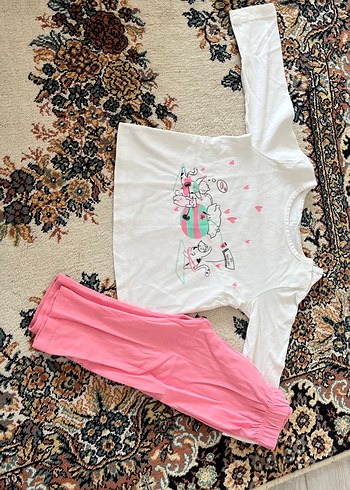 Kız Çocuk Pembe Pamuklu Pijama Takımı