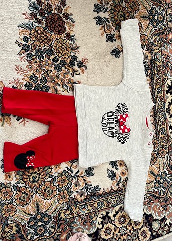 Gri Baskılı Uzun Kollu Kız Bebek Takımı