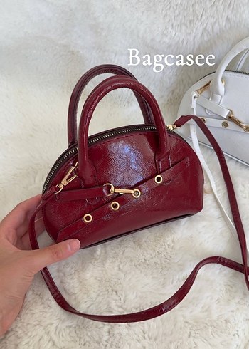 Bordo Deri Tokalı Kadın Çanta - Görsel 2