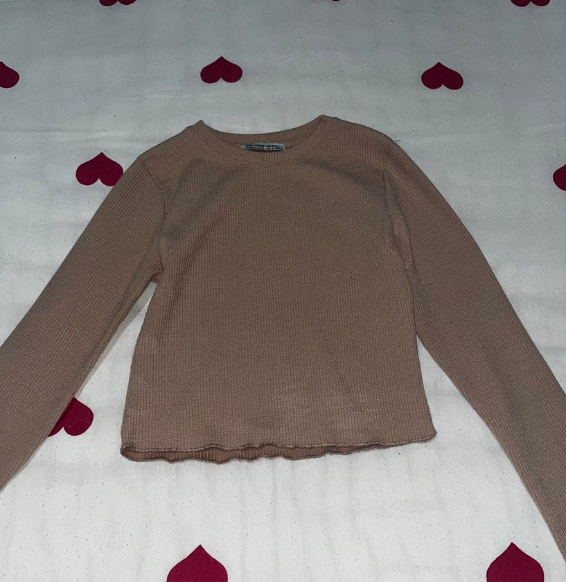 Bej Kadın Triko Uzun Kollu Crop - Görsel 2