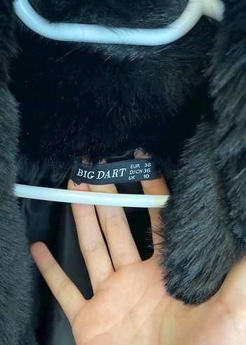 38 Beden siyah Renk Siyah Kürk Detaylı Midi Kadın Peluş Ceket