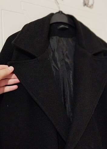 40 Beden Siyah Oversize Uzun Yünlü Kaşe Kaban
