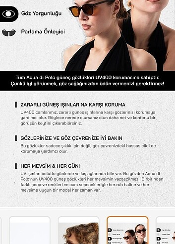 Beden siyah Renk Aqua Di Polo Dikdörtgen Güneş Gözlüğü