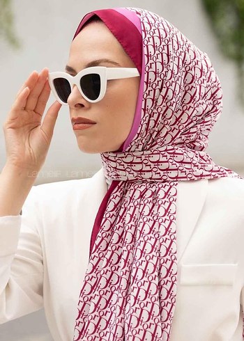 Dior desen pembe twill şal