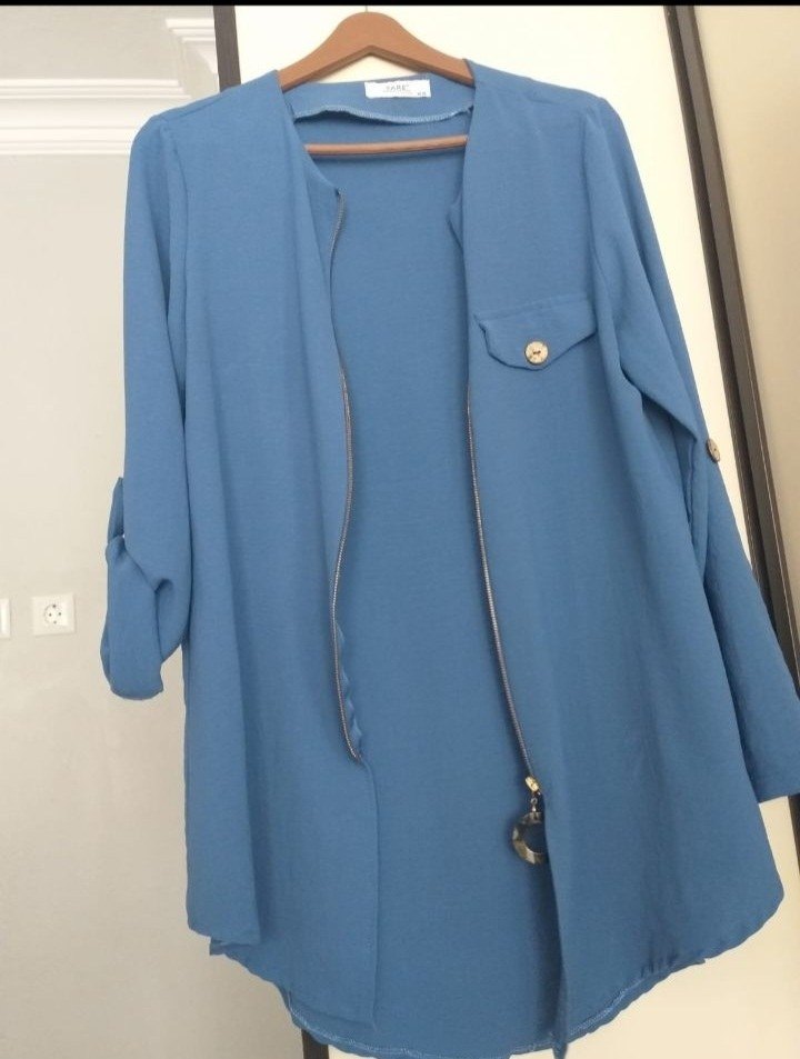 Mavi Uzun Fermuarlı Tunik — görsel 3/6