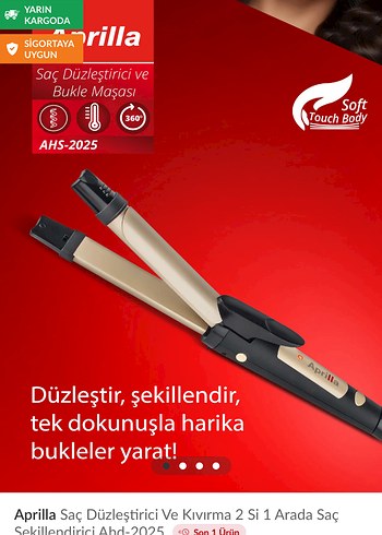 Aprilla 2'si 1 Arada Saç Düzleştirici ve Bukle Maşası