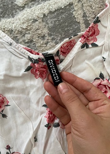 H&M Çiçek Desenli Beyaz Mini Tulum