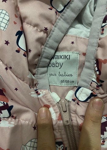 Kapüşonlu Pembe Baskılı Bebek Tulumu - Görsel 2