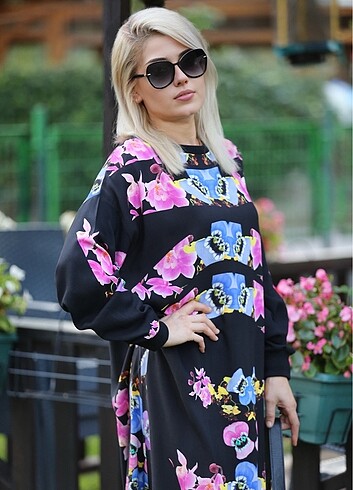 Diğer Wonder Pink & Blue Viscose Elbise [PREMIUM]