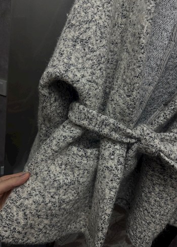 Gri Örgü Kadın Midi Kaban - Görsel 4