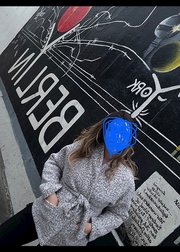 Gri Örgü Kadın Midi Kaban - Görsel 5