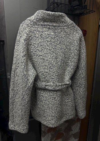 Gri Örgü Kadın Midi Kaban - Görsel 2