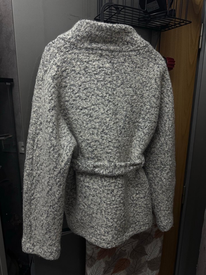 Gri Örgü Kadın Midi Kaban - Görsel 2