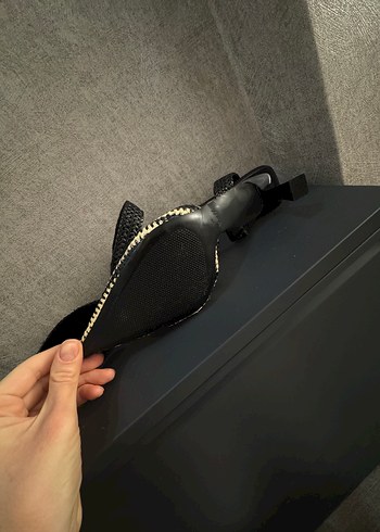 Siyah krem hasır alçak topuklu zara ayakkabı - Görsel 3