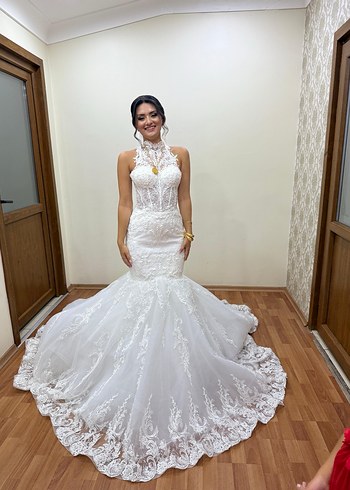 Yüksek yakalı balık Gelinlik - Görsel 2