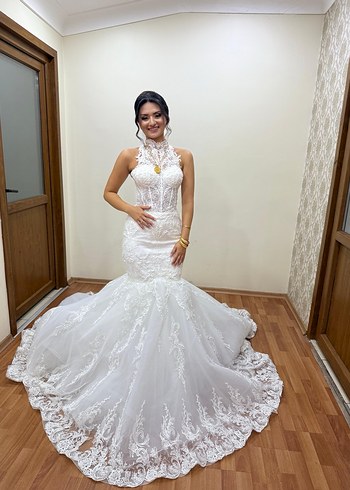 Yüksek yakalı balık Gelinlik - Görsel 4