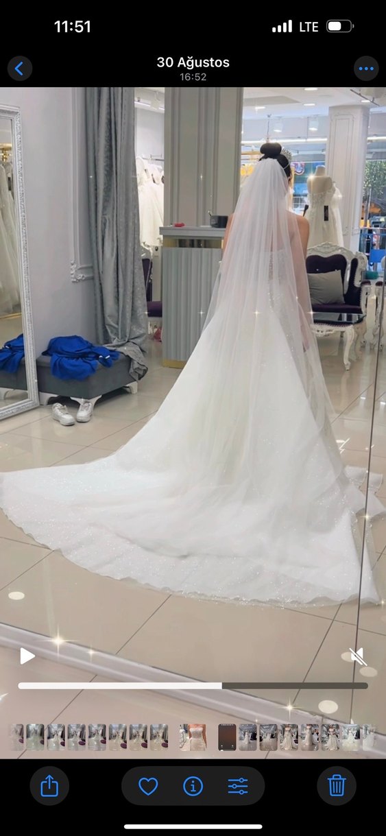 Straplez Beyaz A Kesim Uzun Gelinlik - Görsel 5