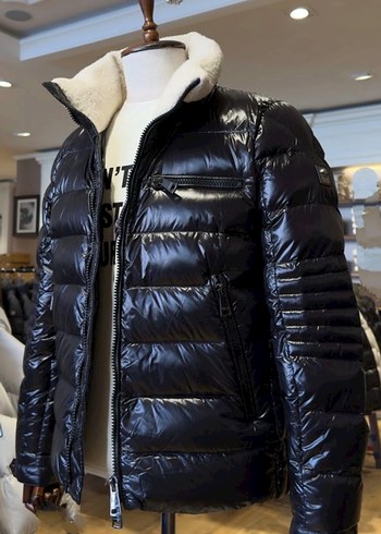 Lufian kaz tüyü beyaz kürklü mont - Görsel 3