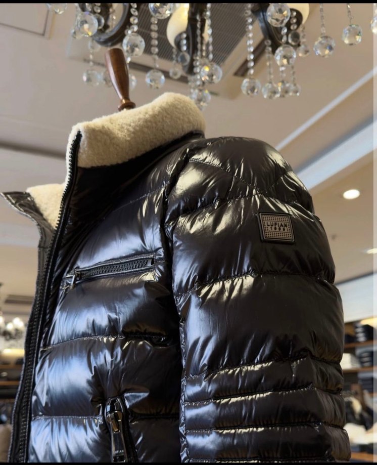 Lufian kaz tüyü beyaz kürklü mont - Görsel 2