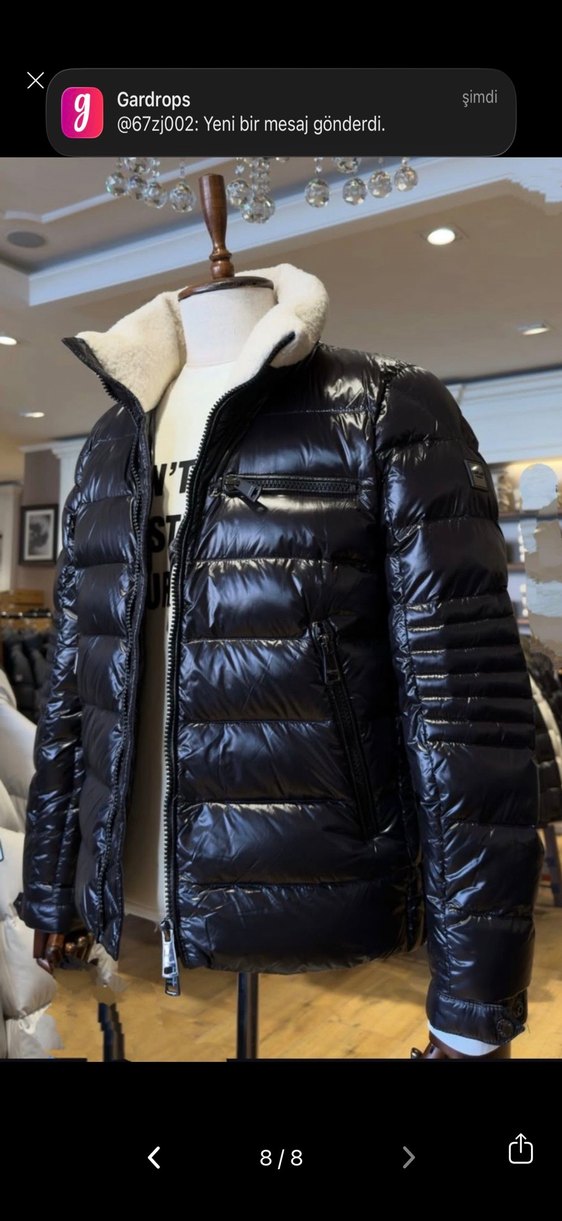 Lufian kaz tüyü beyaz kürklü mont - Görsel 3