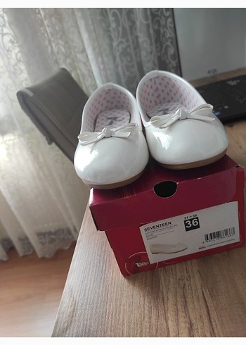 Beyaz Fiyonklu Kız Babet Ayakkabı - Görsel 5