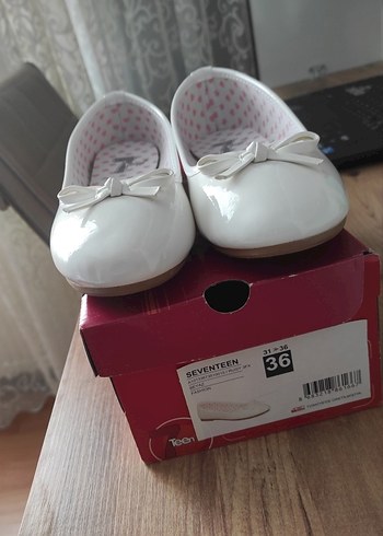 Beyaz Fiyonklu Kız Babet Ayakkabı - Görsel 7