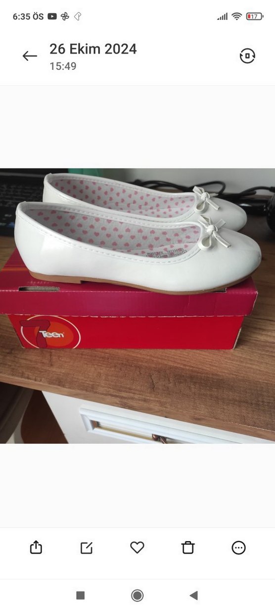 Beyaz Fiyonklu Kız Babet Ayakkabı - Görsel 3