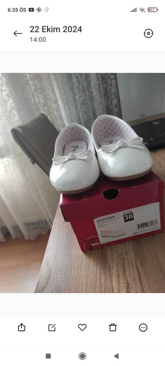 Beyaz Fiyonklu Kız Babet Ayakkabı - Görsel 5