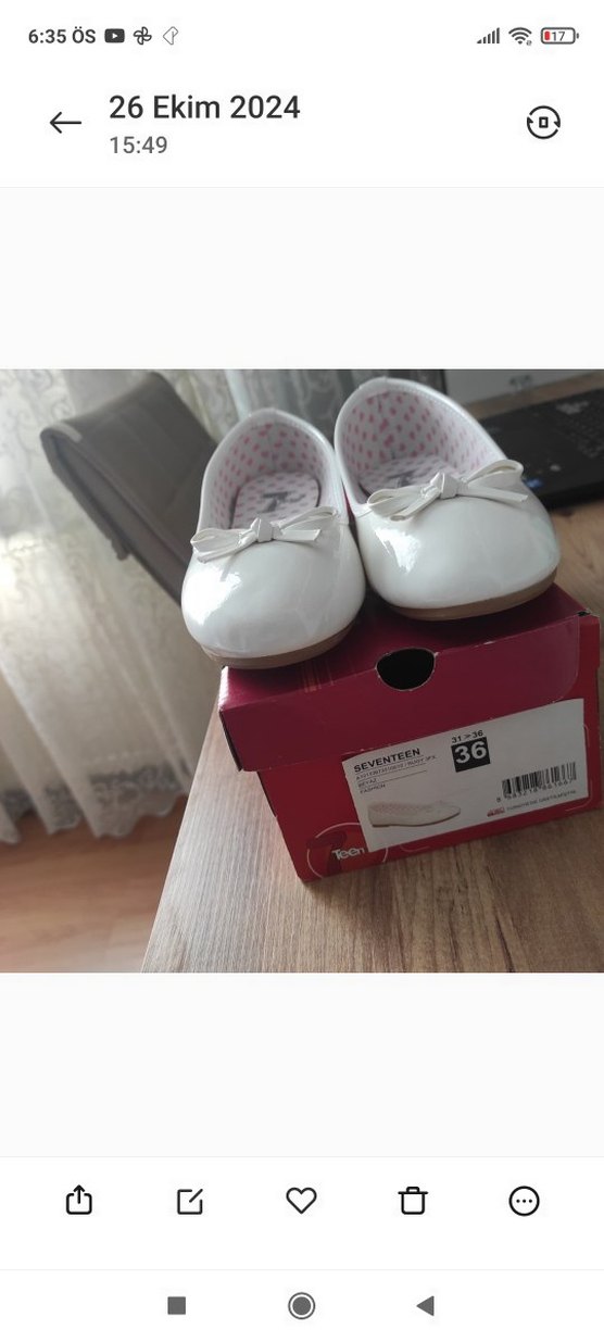 Beyaz Fiyonklu Kız Babet Ayakkabı - Görsel 4