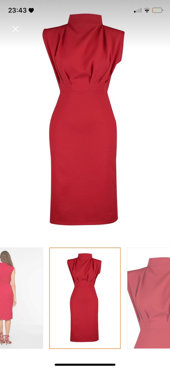 Kırmızı V Yakalı Mini Kalem Elbise - Görsel 3