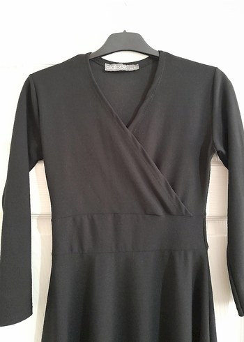 Siyah Uzun Kollu Triko Elbise - Görsel 5