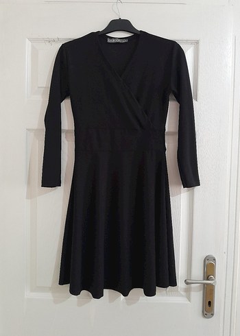 Siyah Uzun Kollu Triko Elbise - Görsel 2