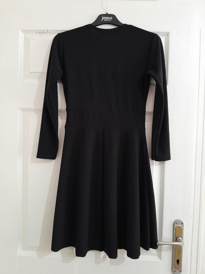 Siyah Uzun Kollu Triko Elbise - Görsel 3