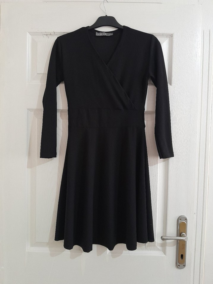 Siyah Uzun Kollu Triko Elbise - Görsel 2