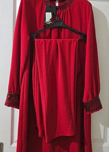 payetli yaka ve kol ikili tunik takım - Görsel 2