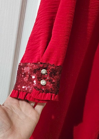 payetli yaka ve kol ikili tunik takım - Görsel 4