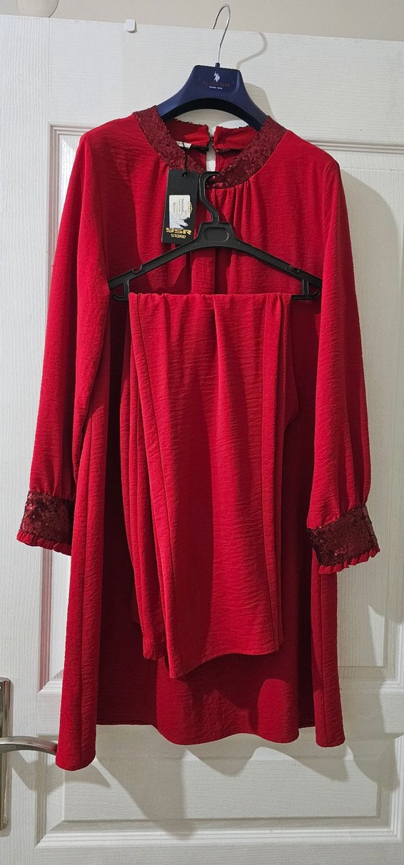 payetli yaka ve kol ikili tunik takım - Görsel 2