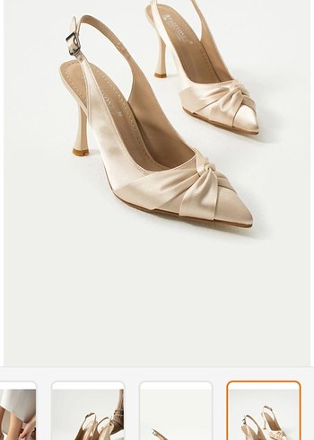 Bej Parlak Stiletto Topuklu Kadın Abiye Ayakkabı - Görsel 3