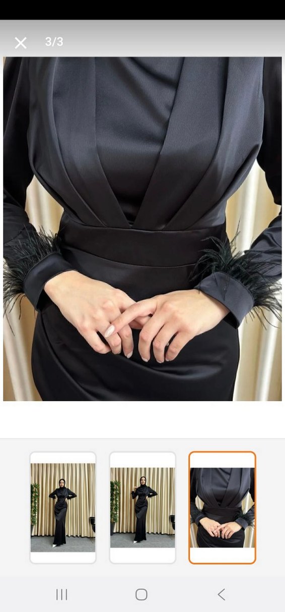 Siyah Drapeli Uzun Kadın Abiye Elbise - Görsel 2